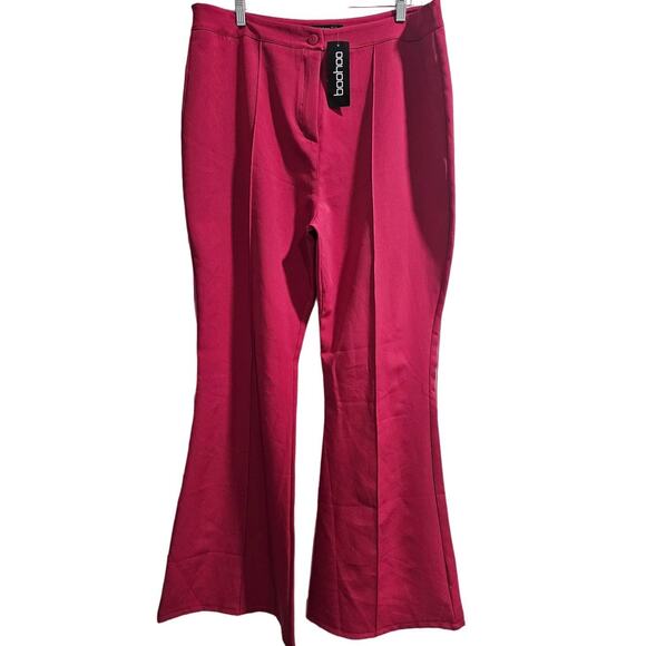 Boohoo Flared Pants- Size 16 -Plus Size-New-Pink - Picture 1 of 2